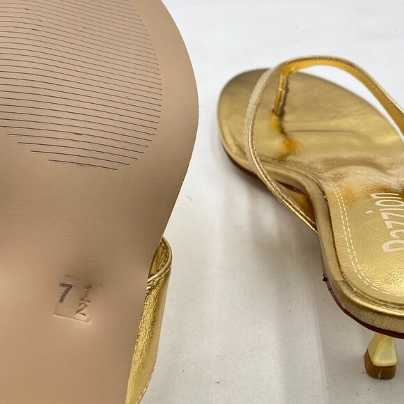 Pazzion Gold Open Toe Kitten Heels Flip Flop Slip On Low Heel Thong Sandal - Picture 5 of 7